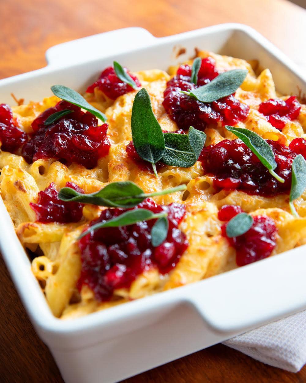 Cranberry Sage mac and cheese close up