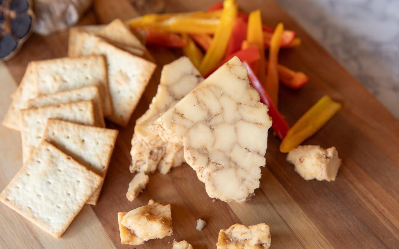 Garlic Noir cheese on cheeseboard