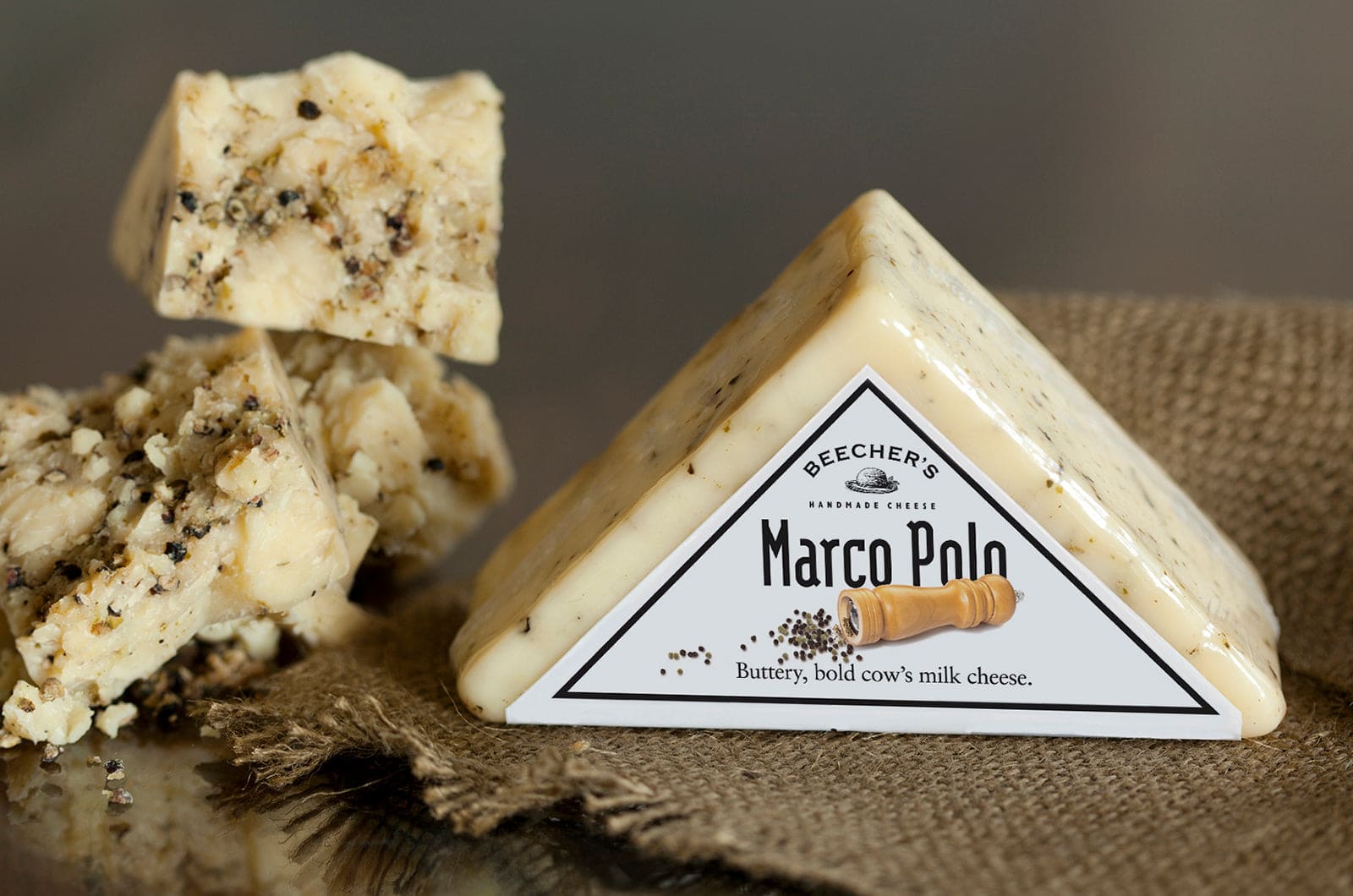 Marco Polo cheese beauty shot with packaging