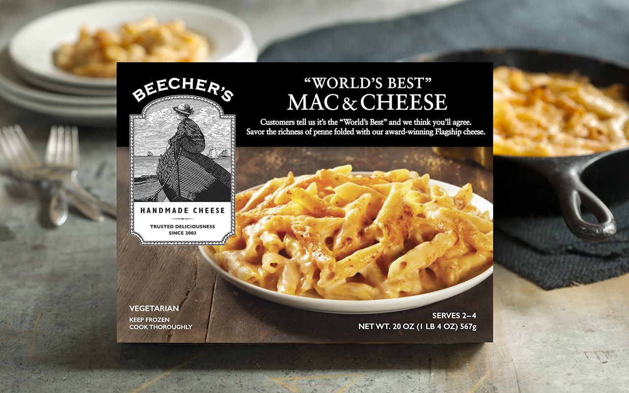 "World's Best" Mac & Cheese beauty shot with box