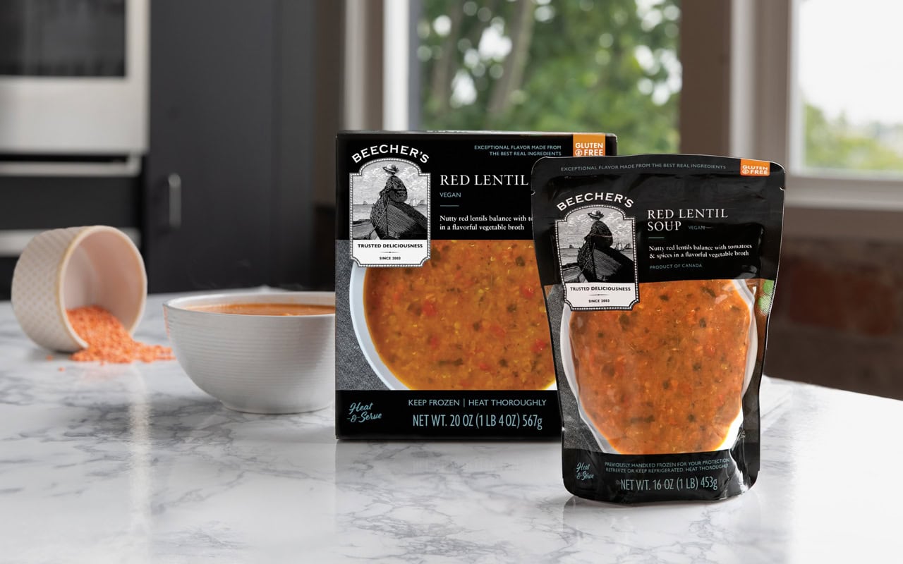 Red Lentil Soup pouch and box beauty shot