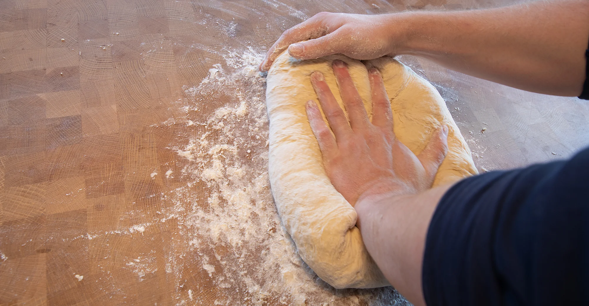 Kneading dough for pretzels