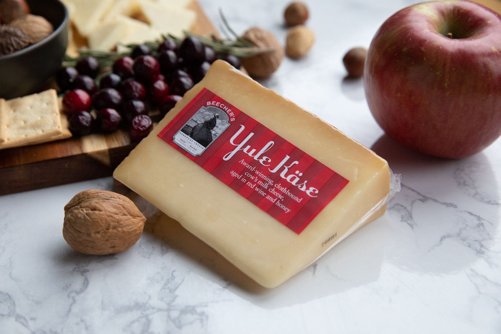 Yule Käse Cheese beauty shot with packaging